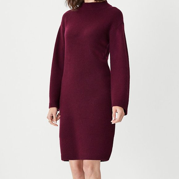 Ann Taylor Dresses & Skirts - NWT-XL- Ann Taylor Cashmere Mock Neck Sweater Dress -Intense Burgundy